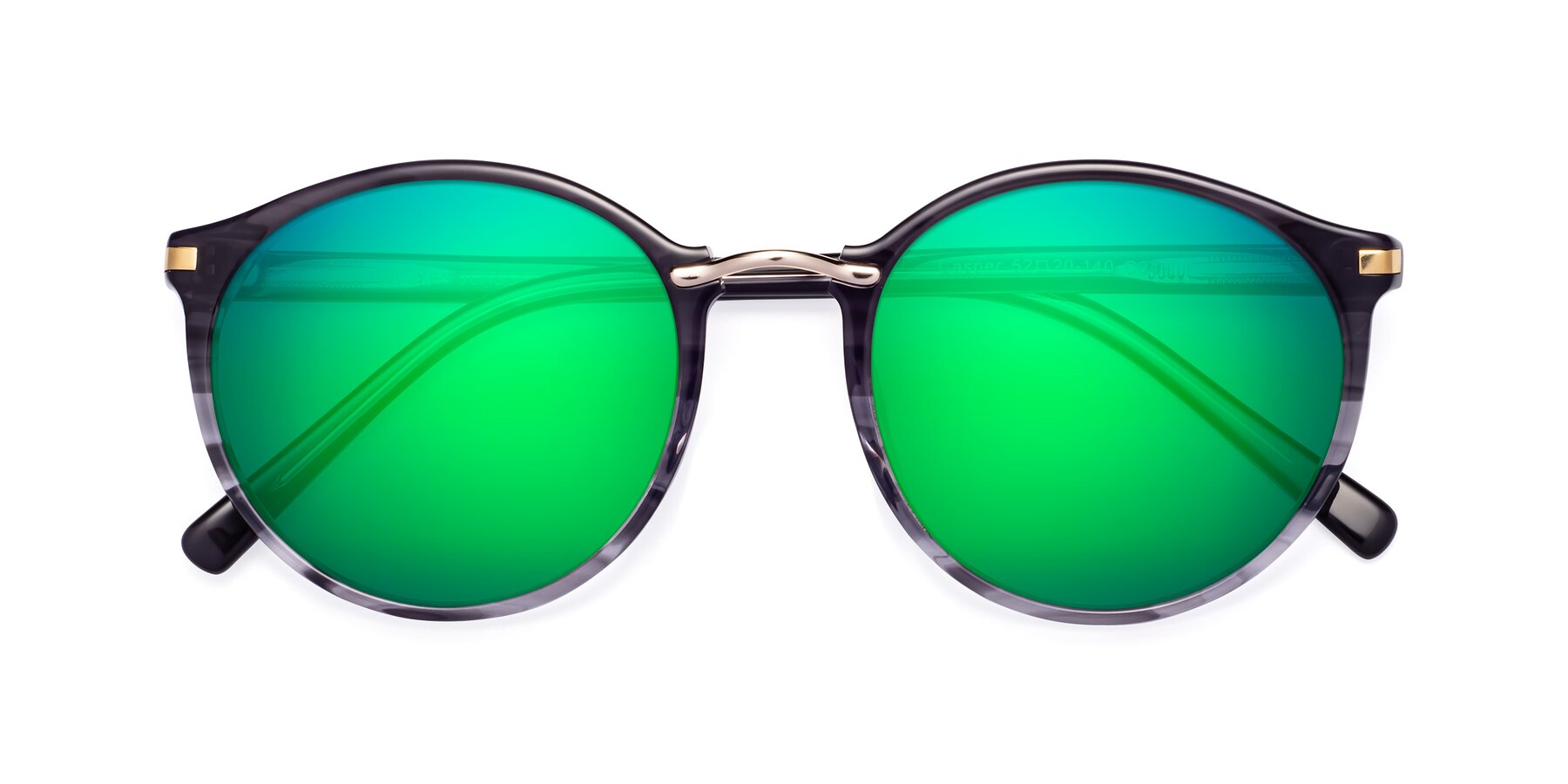 Folded Front of Casper in Translucent Black with Green Mirrored Lenses