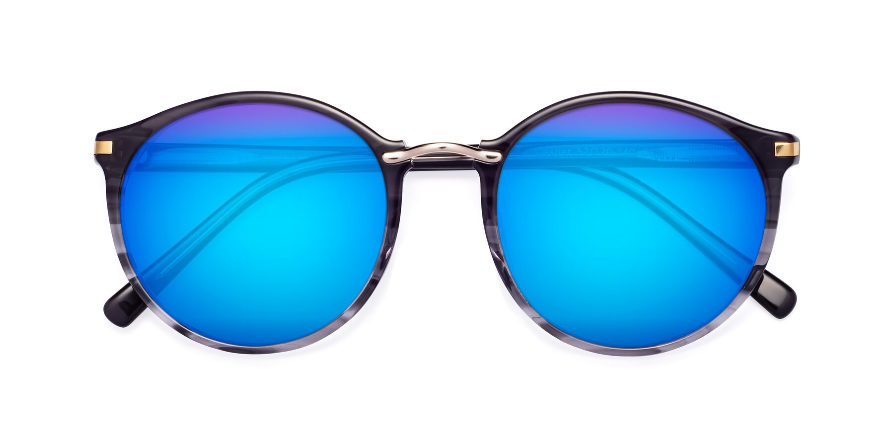 Folded Front of Casper in Translucent Black with Blue Mirrored Lenses