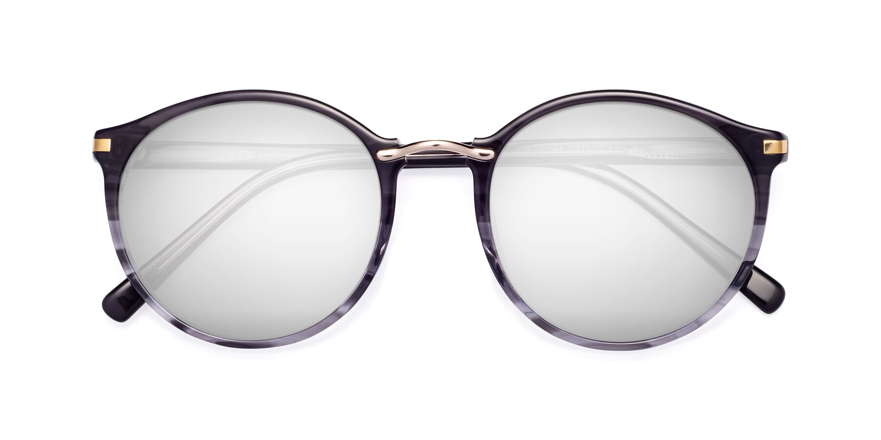 Folded Front of Casper in Translucent Black with Silver Mirrored Lenses