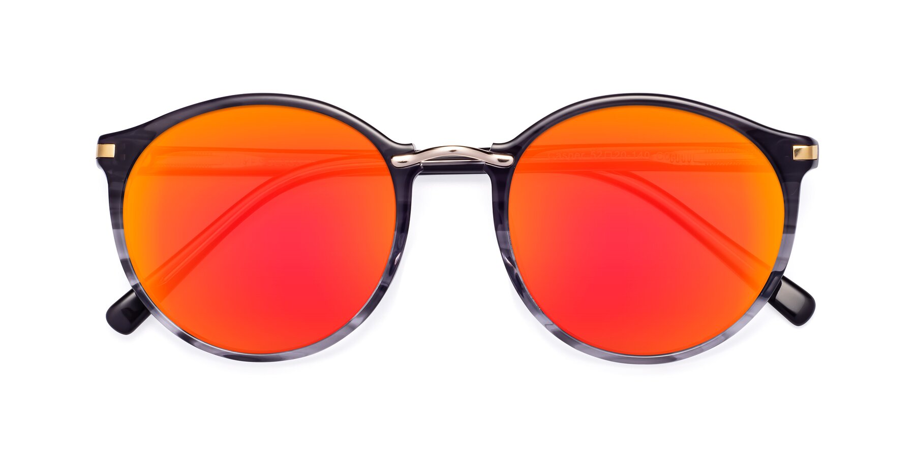 Folded Front of Casper in Translucent Black with Red Gold Mirrored Lenses