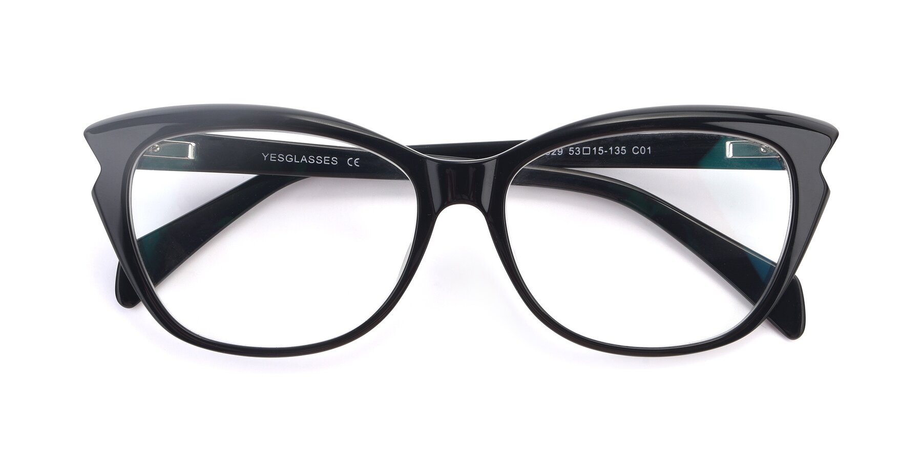 Folded Front of 17629 in Black with Clear Reading Eyeglass Lenses