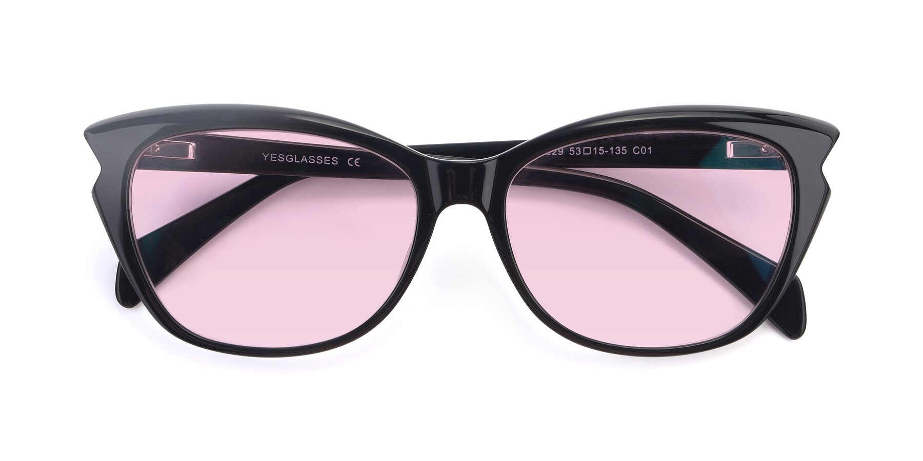 Folded Front of 17629 in Black with Light Pink Tinted Lenses