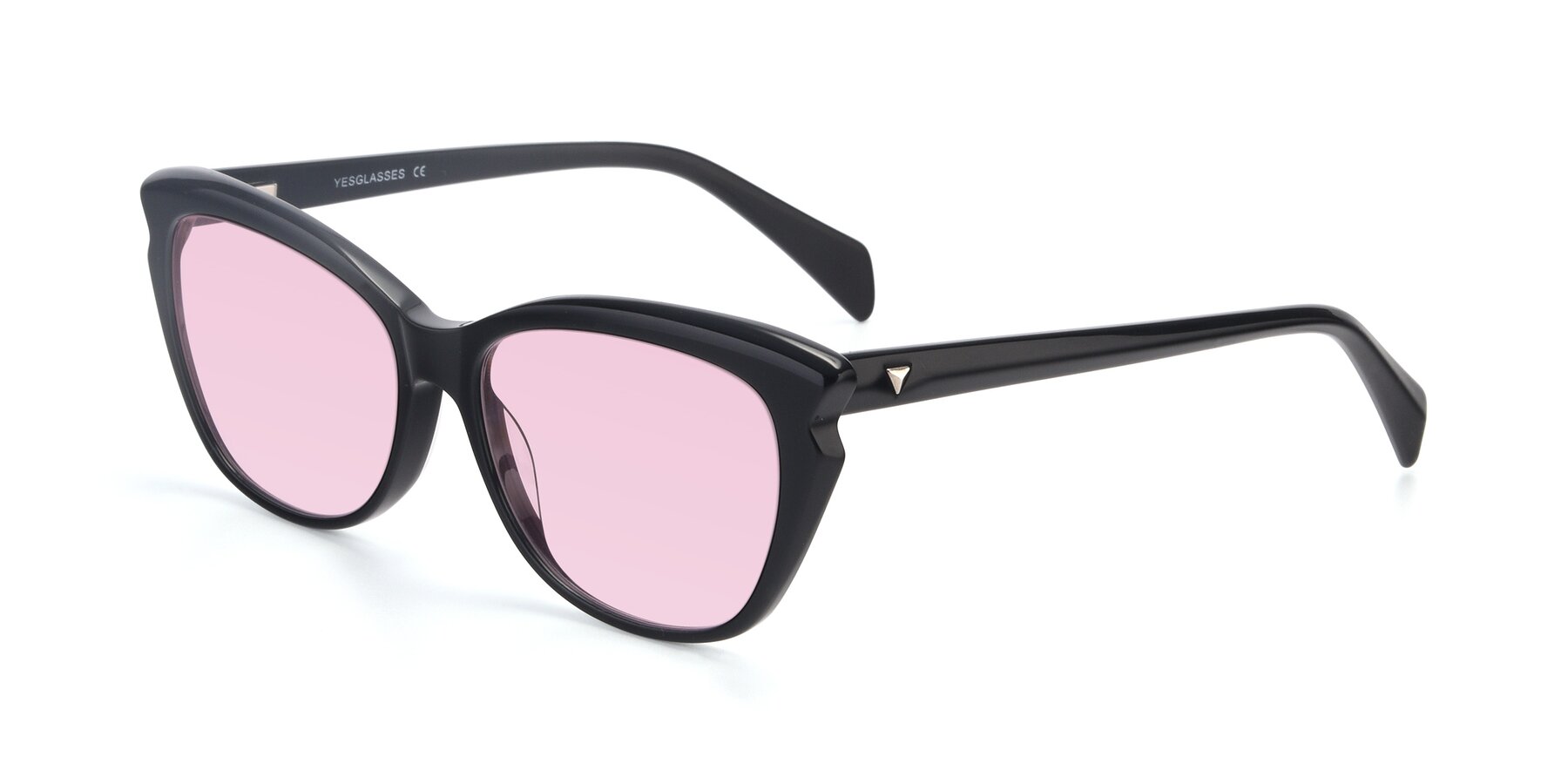 Angle of 17629 in Black with Light Pink Tinted Lenses