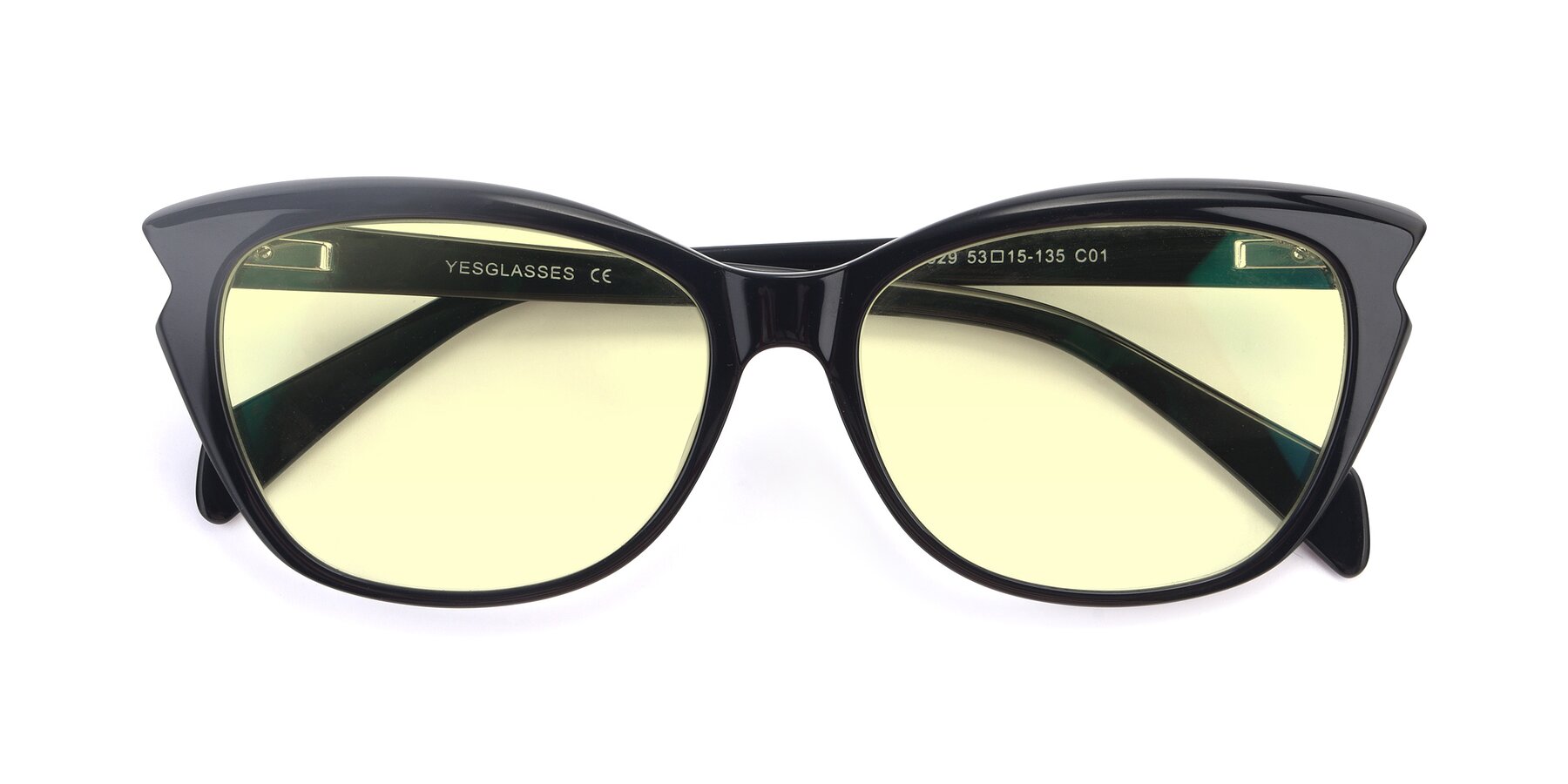 Folded Front of 17629 in Black with Light Yellow Tinted Lenses