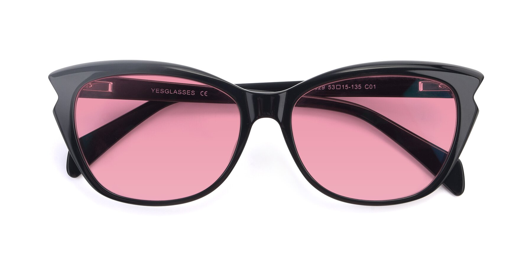 Folded Front of 17629 in Black with Pink Tinted Lenses