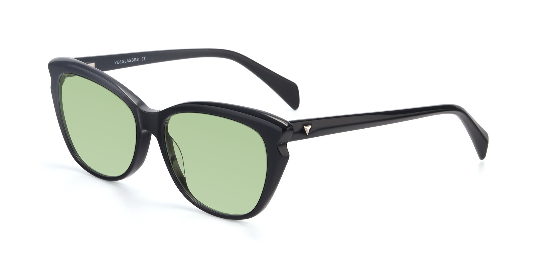 Angle of 17629 in Black with Medium Green Tinted Lenses
