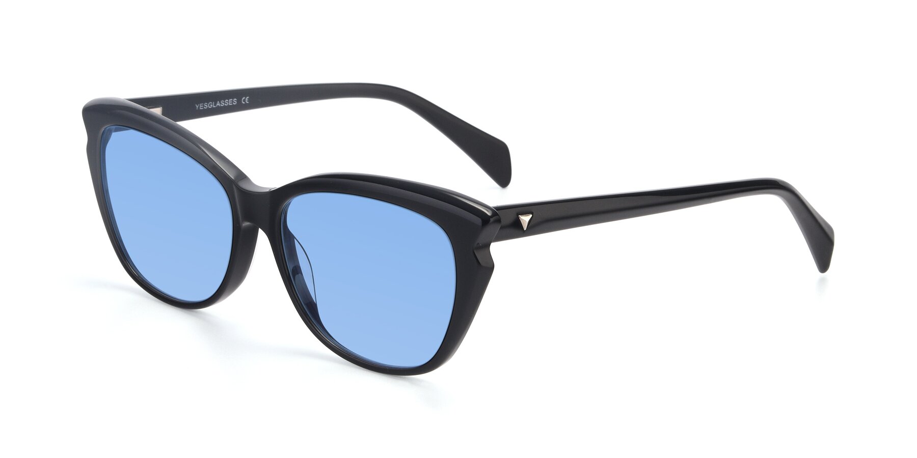 Angle of 17629 in Black with Medium Blue Tinted Lenses