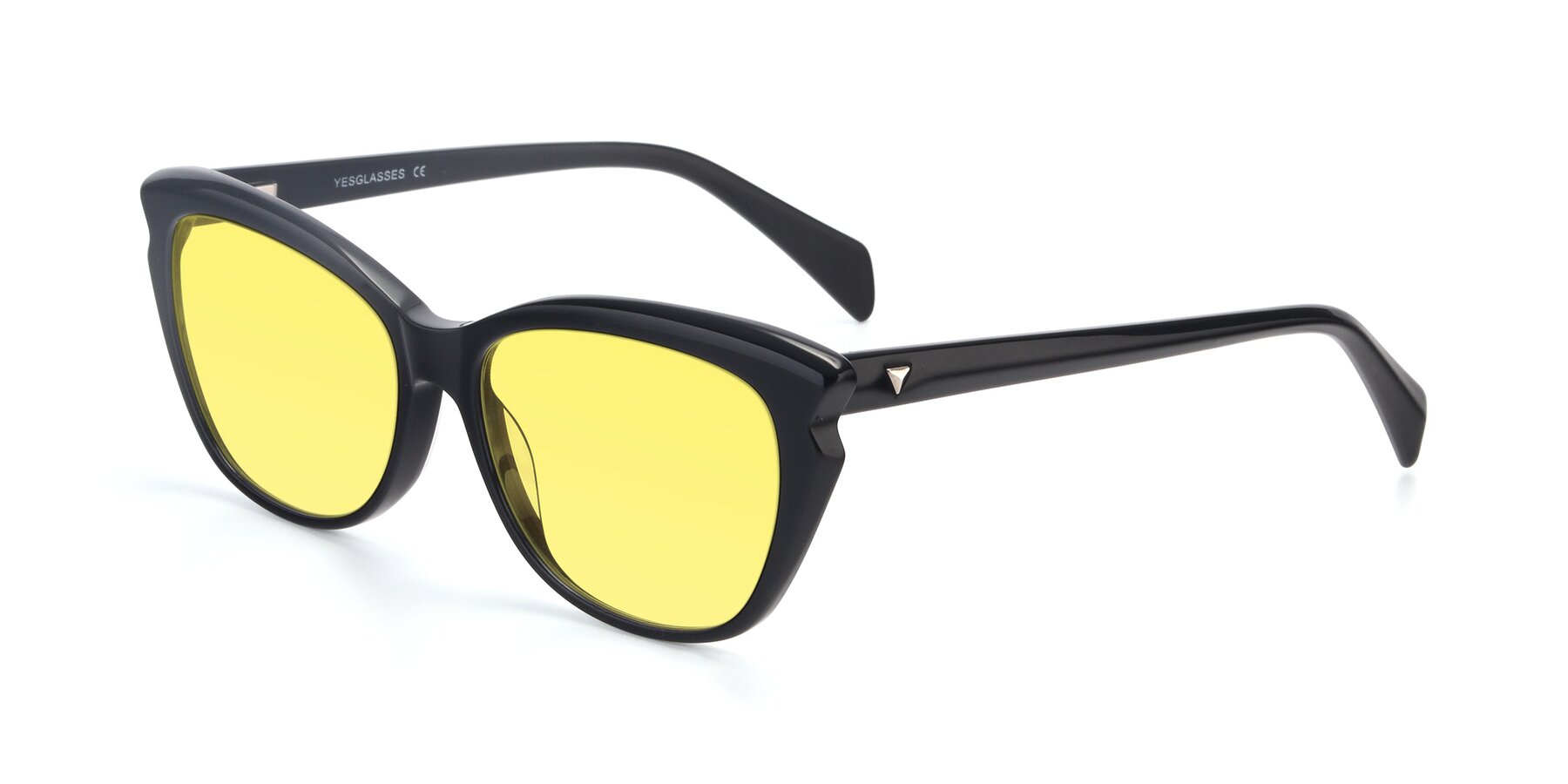 Angle of 17629 in Black with Medium Yellow Tinted Lenses
