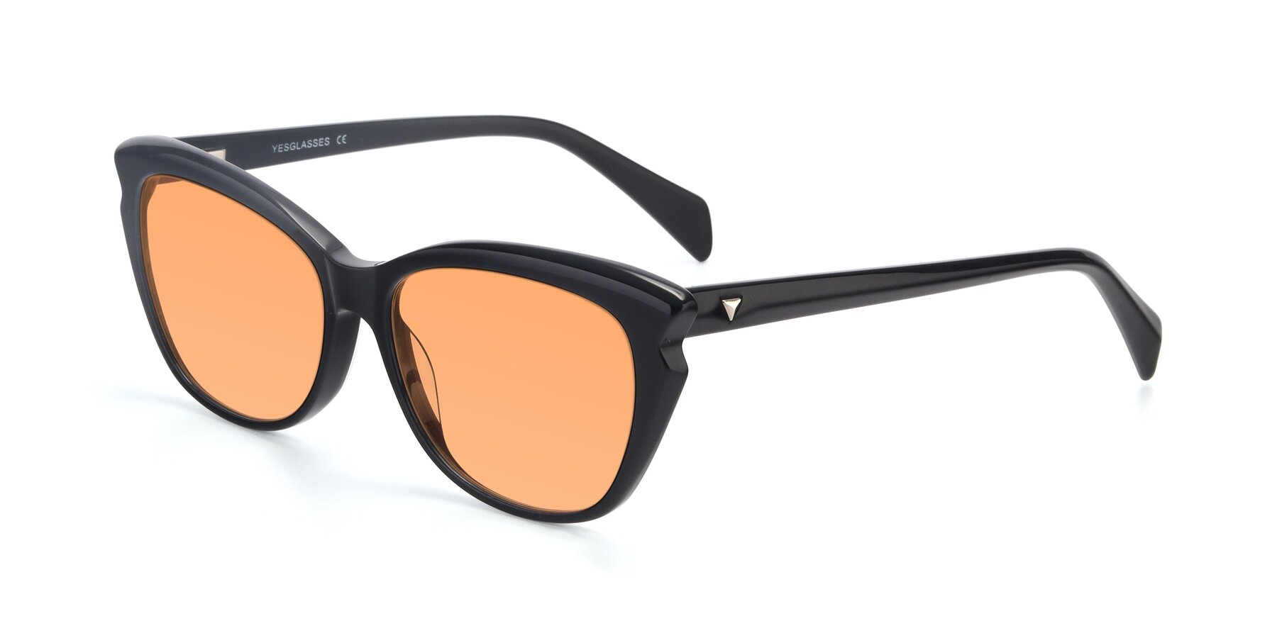 Angle of 17629 in Black with Medium Orange Tinted Lenses