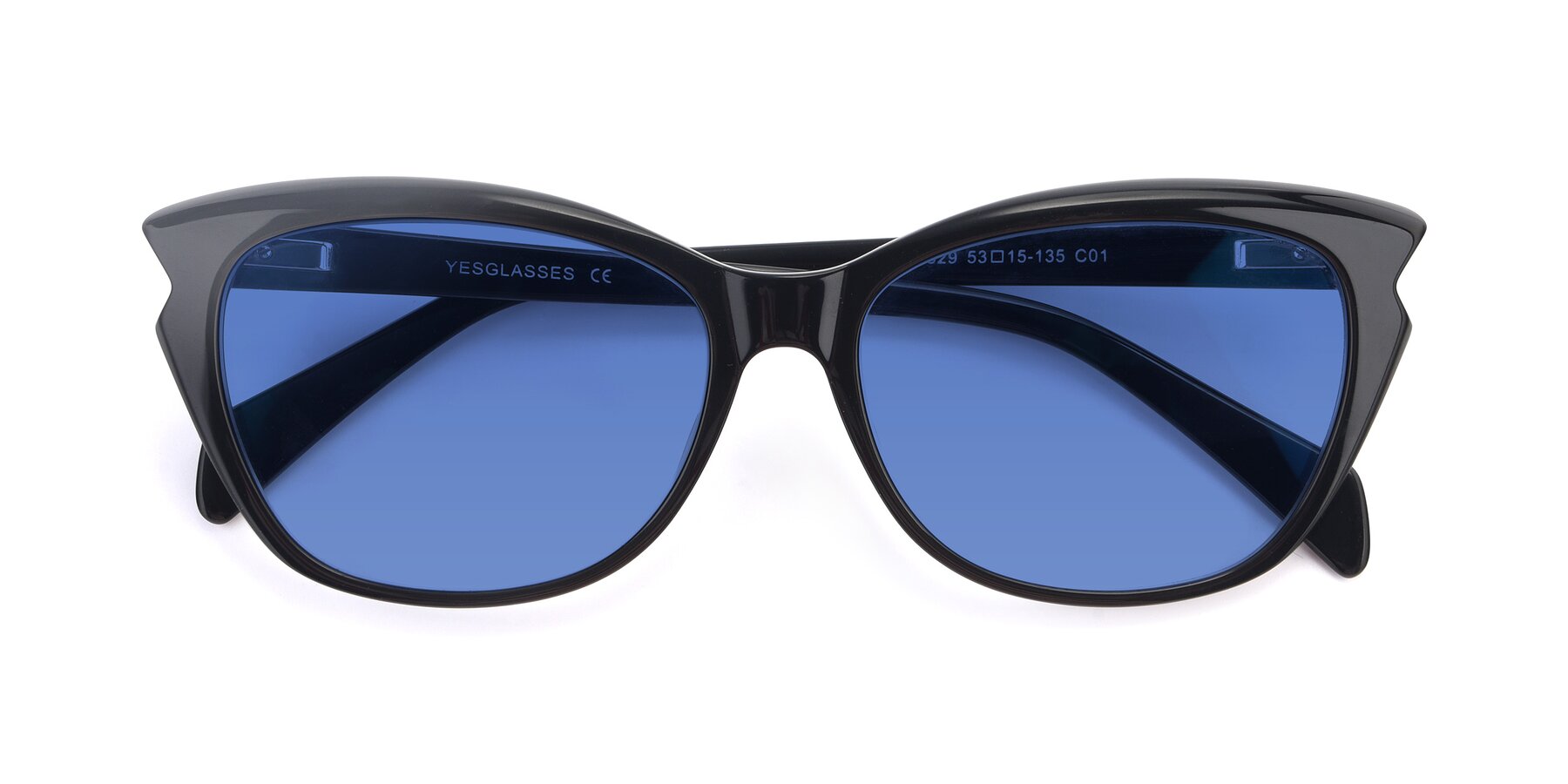 Folded Front of 17629 in Black with Blue Tinted Lenses