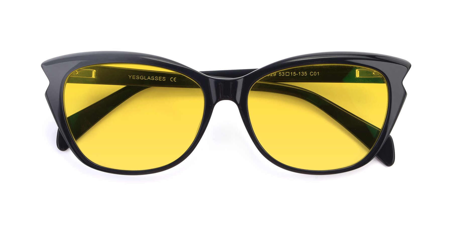 Folded Front of 17629 in Black with Yellow Tinted Lenses