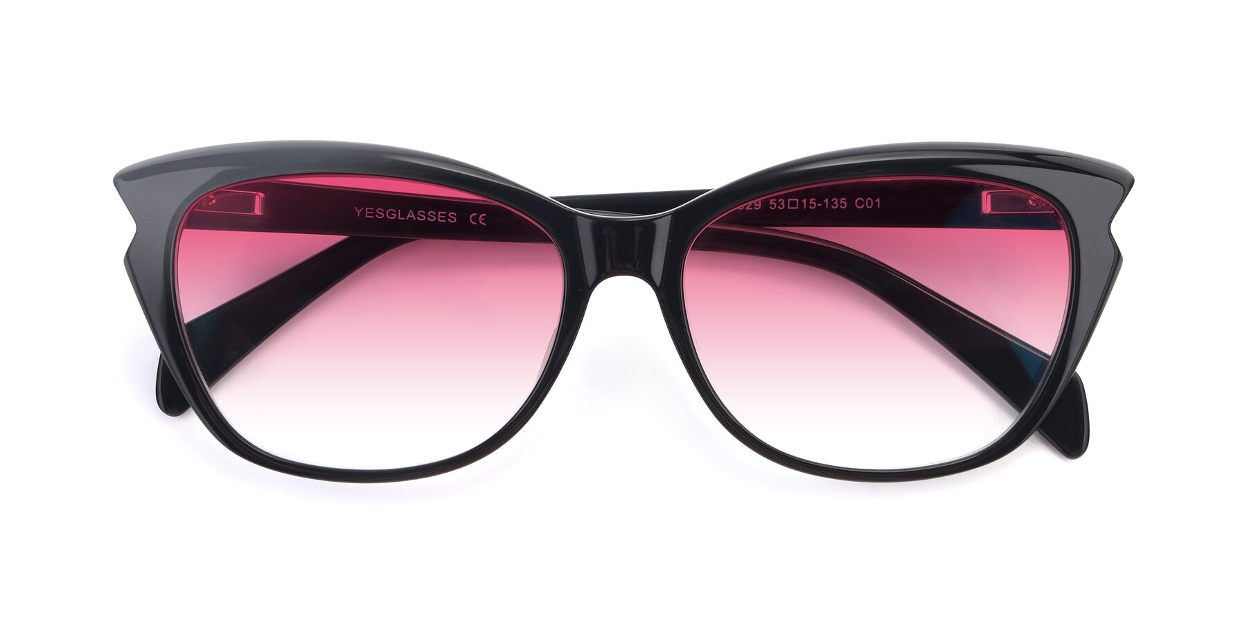 Folded Front of 17629 in Black with Pink Gradient Lenses