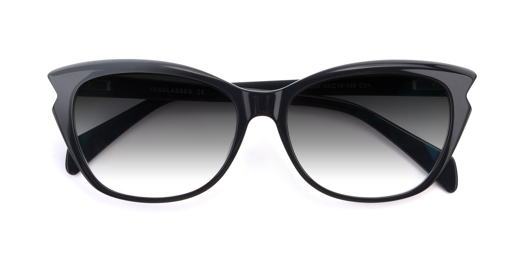 Folded Front of 17629 in Black with Gray Gradient Lenses