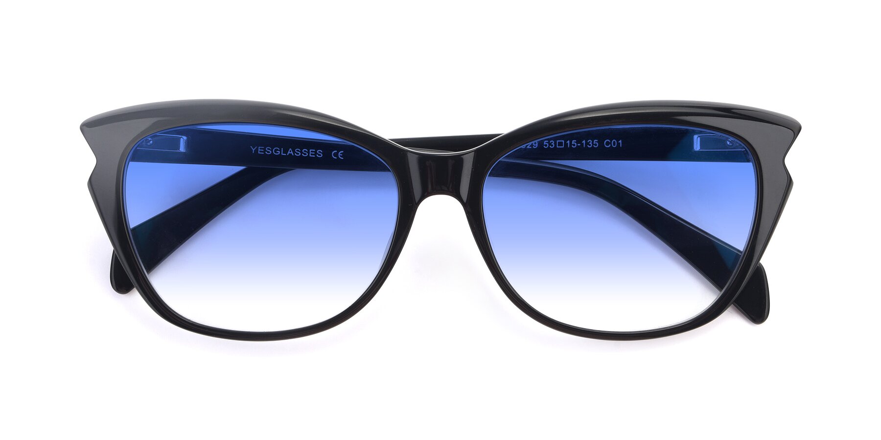 Folded Front of 17629 in Black with Blue Gradient Lenses