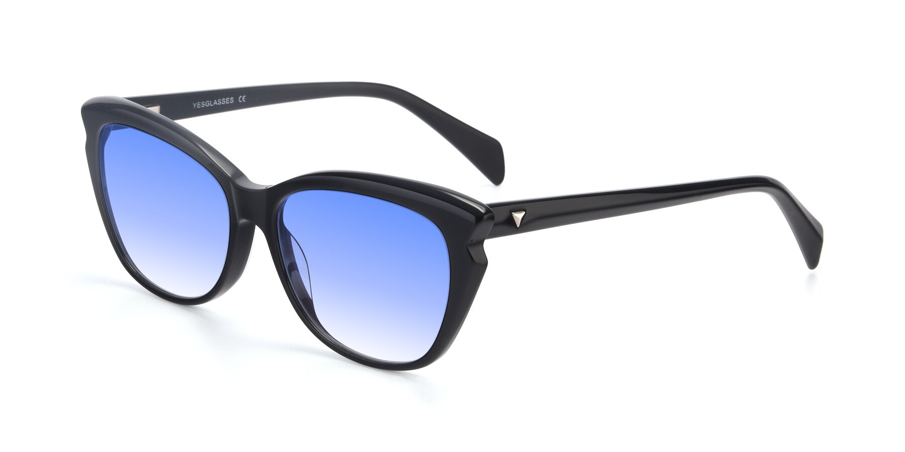Angle of 17629 in Black with Blue Gradient Lenses