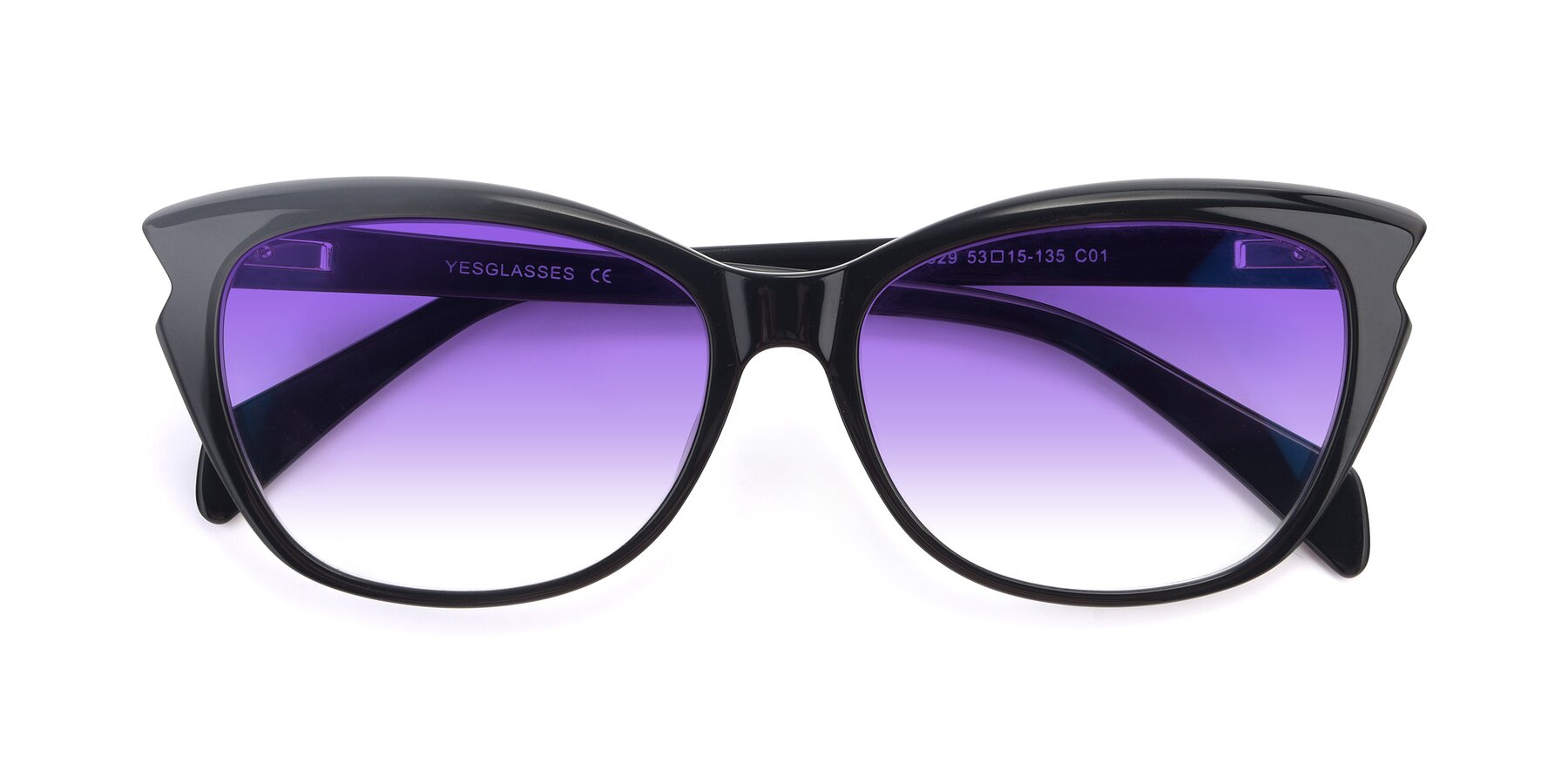 Folded Front of 17629 in Black with Purple Gradient Lenses