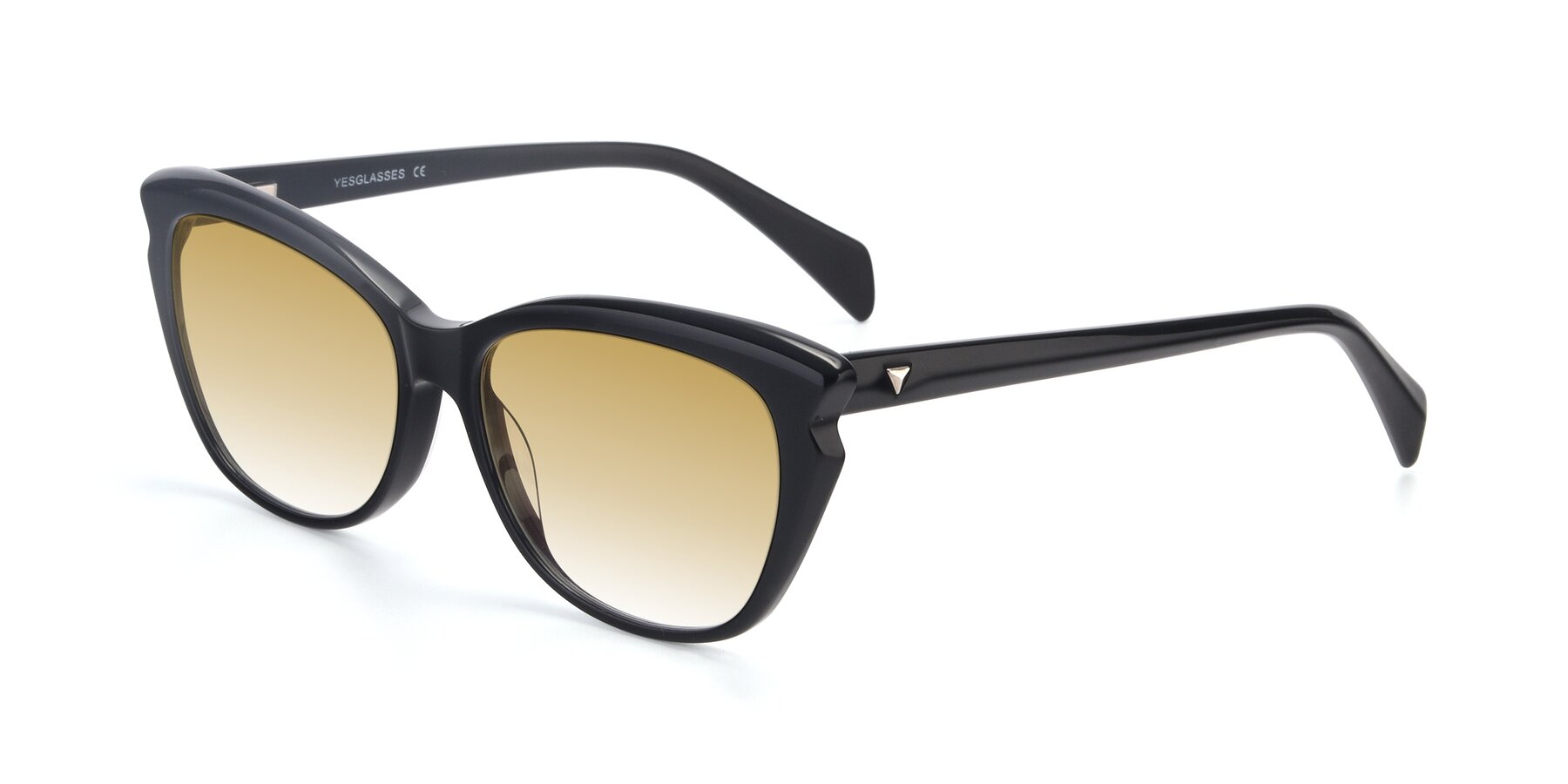 Angle of 17629 in Black with Champagne Gradient Lenses