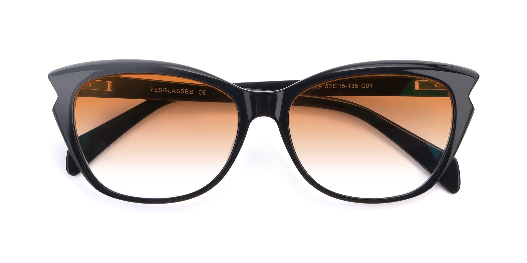 Folded Front of 17629 in Black with Orange Gradient Lenses