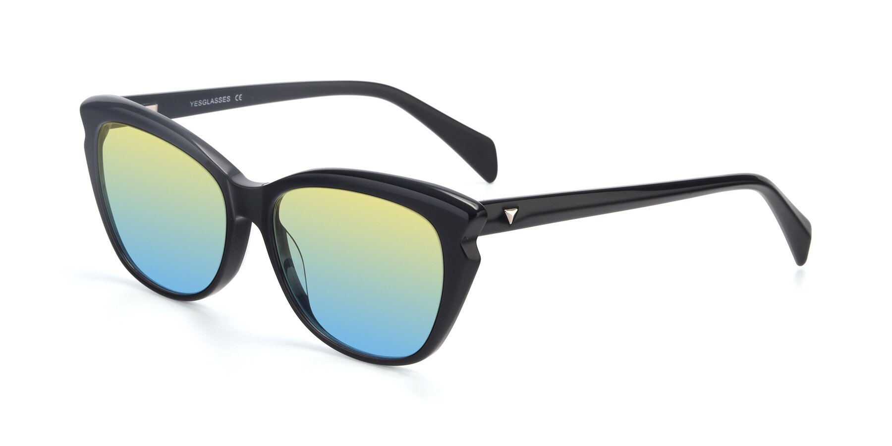 Angle of 17629 in Black with Yellow / Blue Gradient Lenses