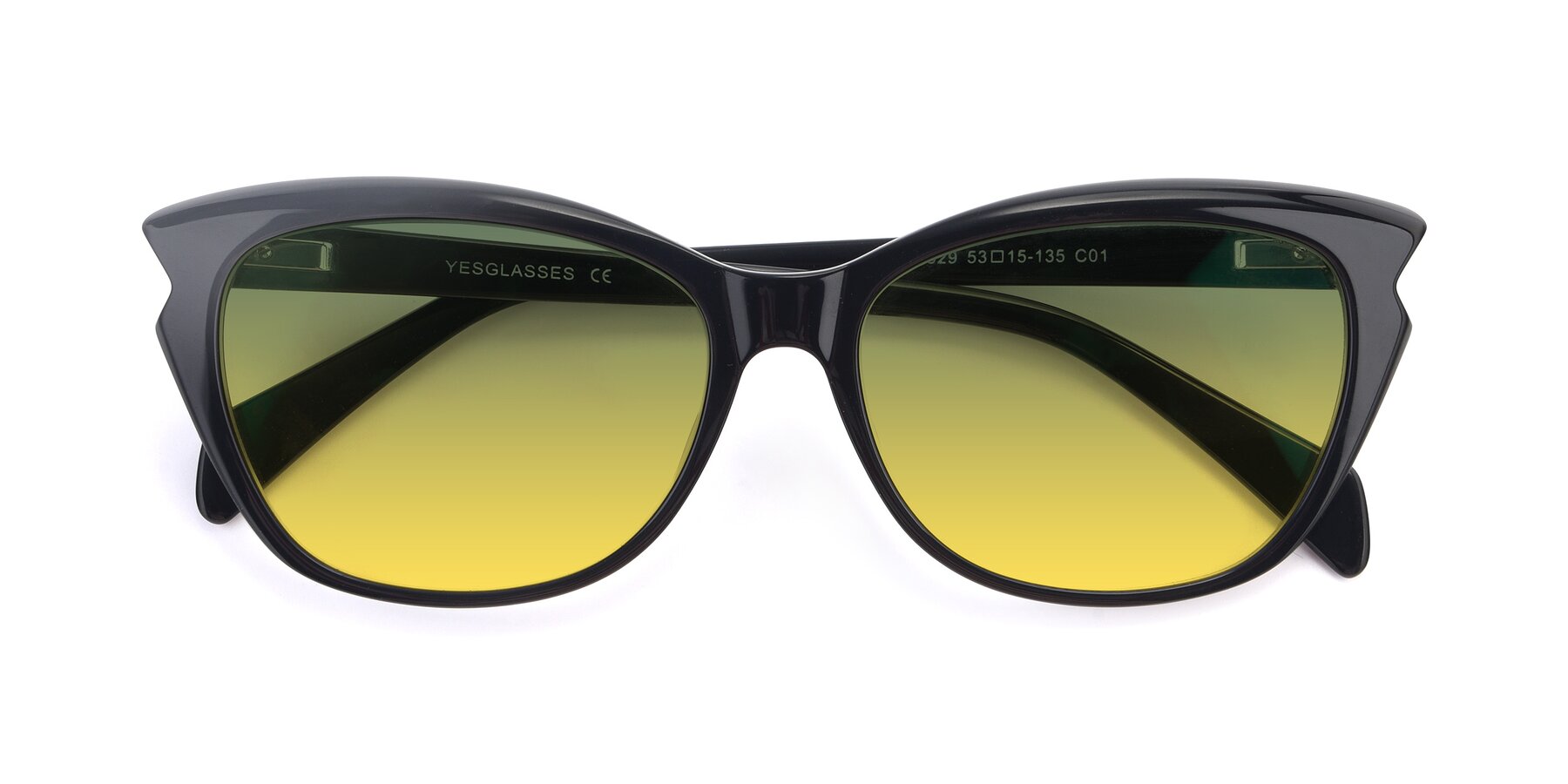 Folded Front of 17629 in Black with Green / Yellow Gradient Lenses