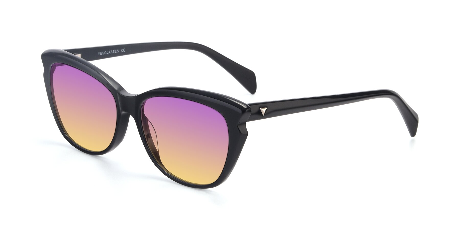 Angle of 17629 in Black with Purple / Yellow Gradient Lenses