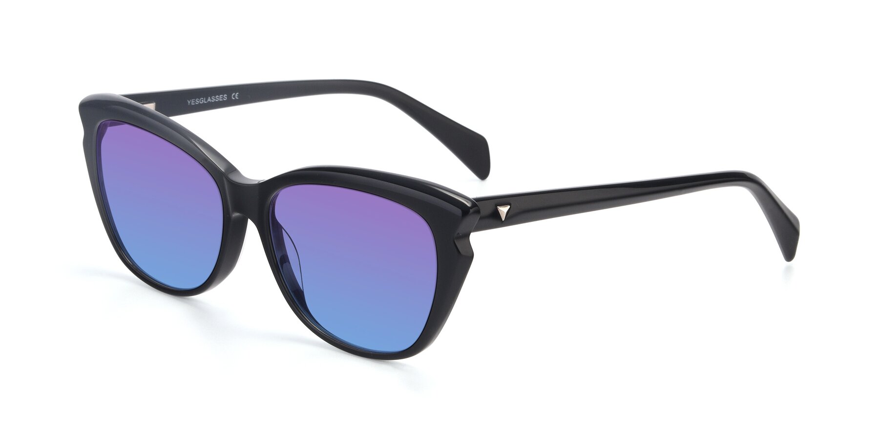 Angle of 17629 in Black with Purple / Blue Gradient Lenses