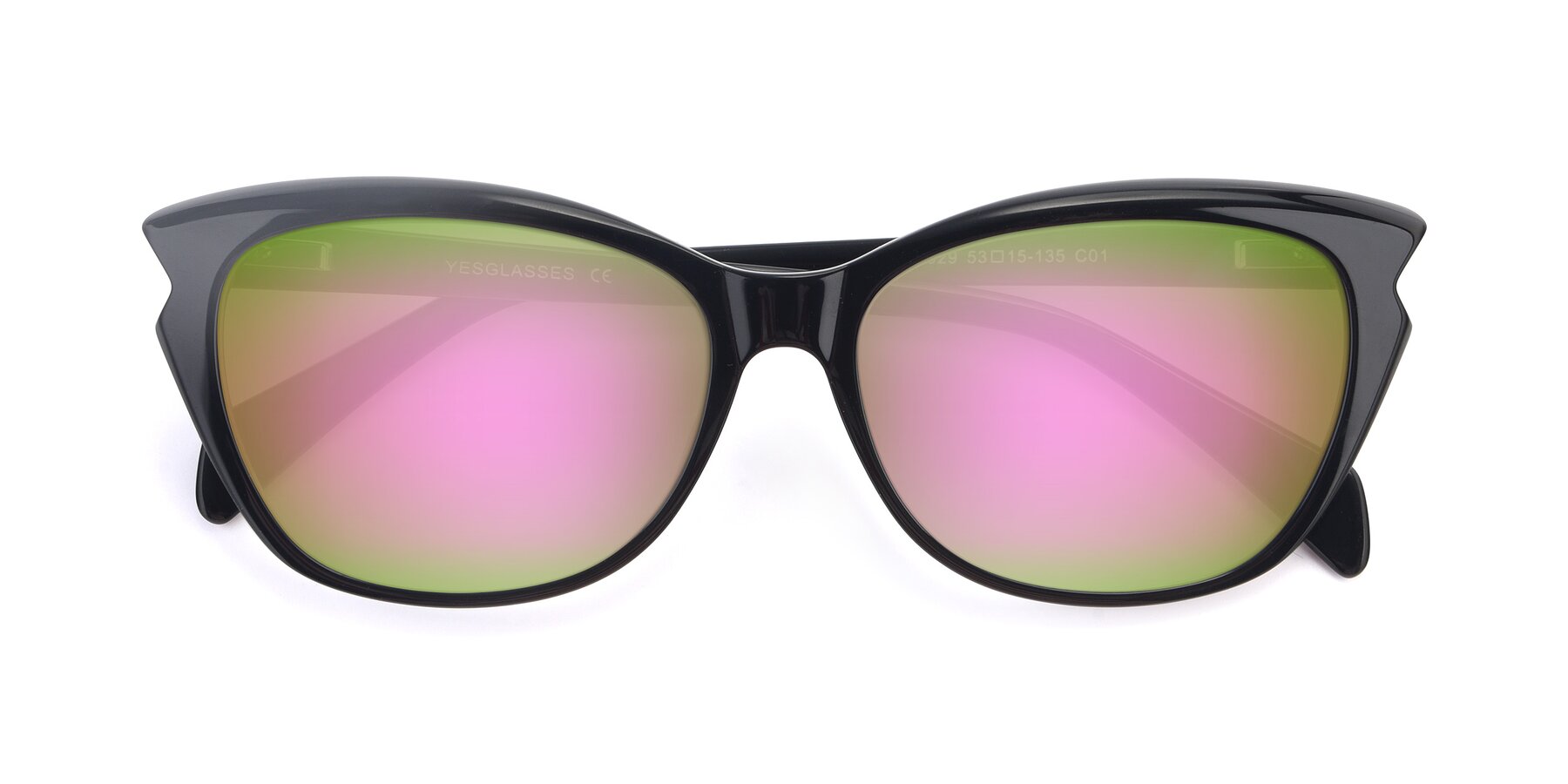 Folded Front of 17629 in Black with Pink Mirrored Lenses