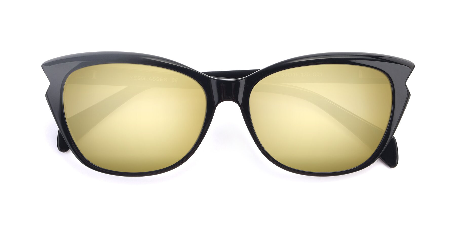 Folded Front of 17629 in Black with Gold Mirrored Lenses