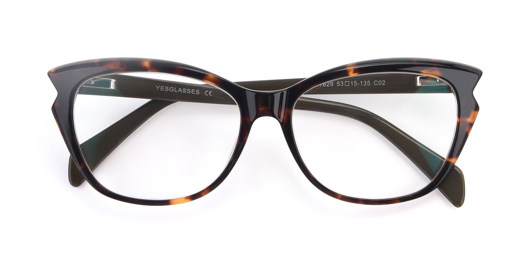 Folded Front of 17629 in Tortoise with Clear Blue Light Blocking Lenses