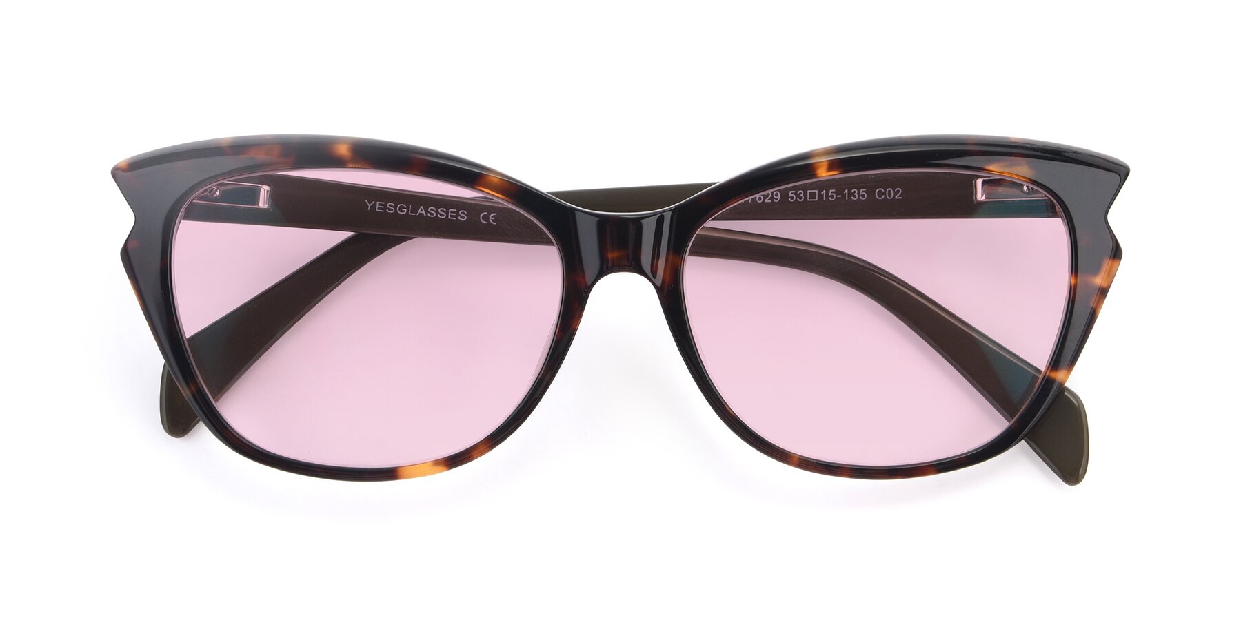 Folded Front of 17629 in Tortoise with Light Pink Tinted Lenses