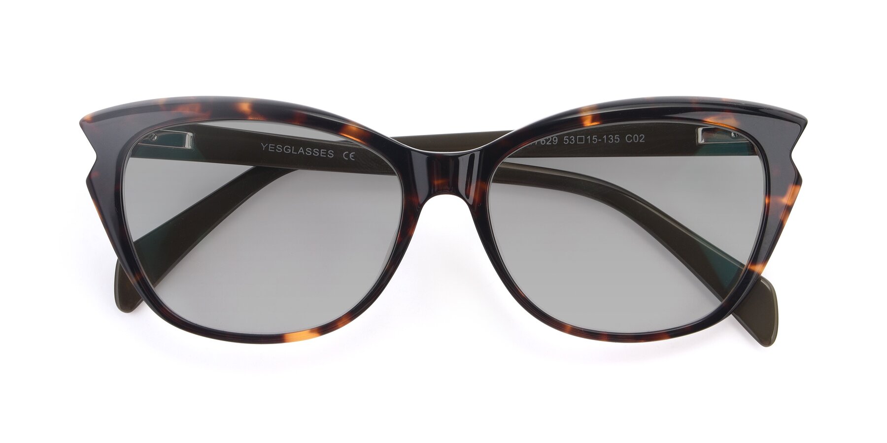 Folded Front of 17629 in Tortoise with Light Gray Tinted Lenses