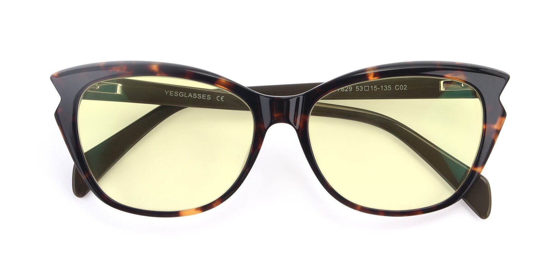 Folded Front of 17629 in Tortoise with Light Yellow Tinted Lenses