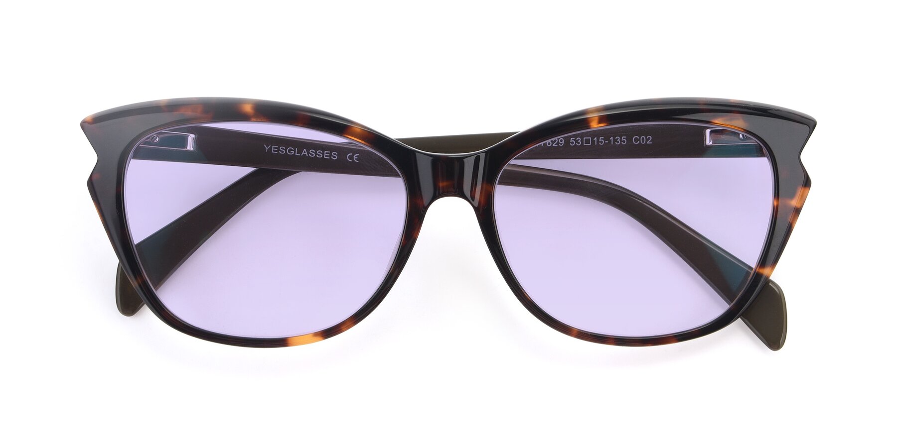 Folded Front of 17629 in Tortoise with Light Purple Tinted Lenses