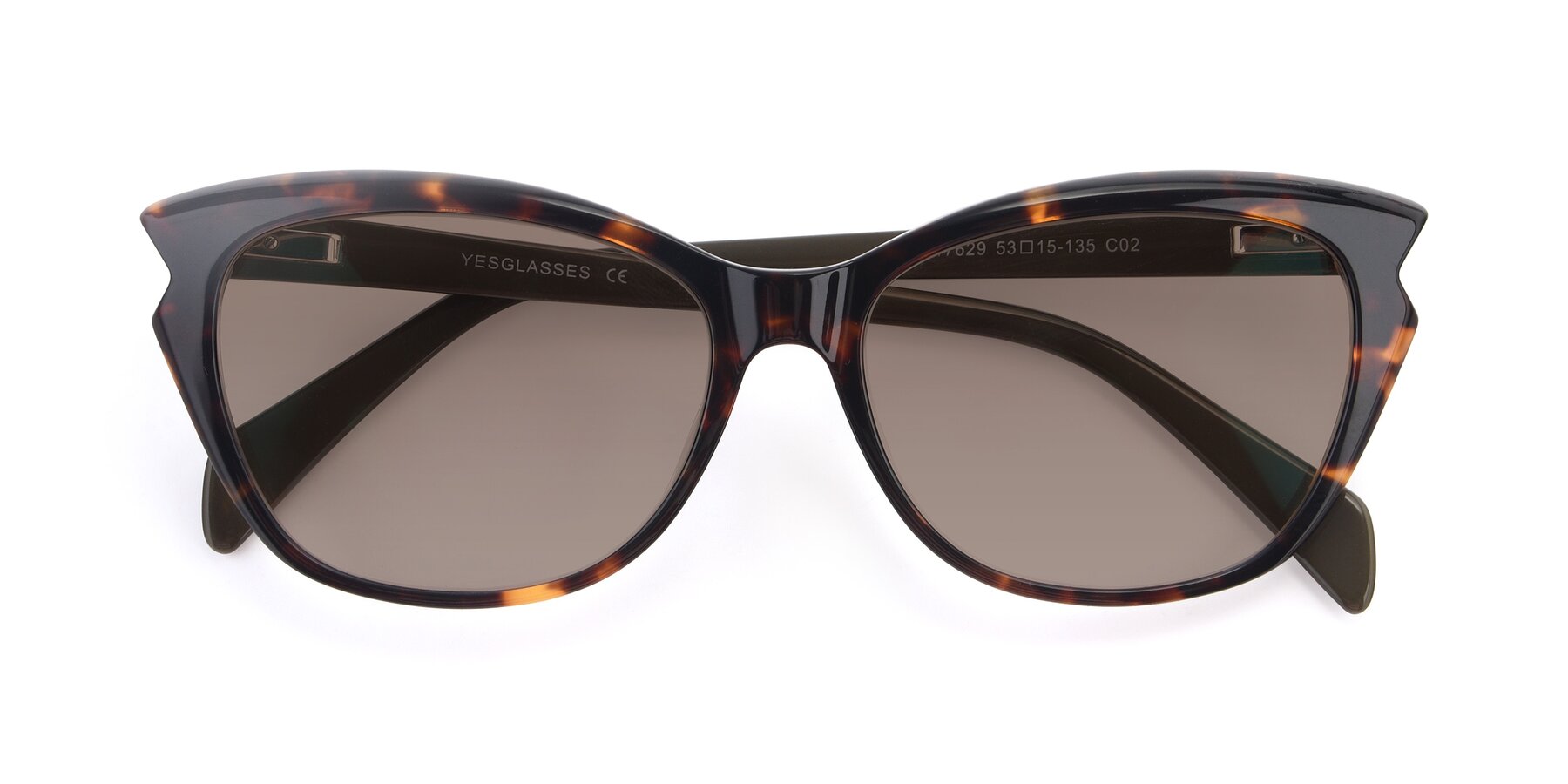Folded Front of 17629 in Tortoise with Medium Brown Tinted Lenses