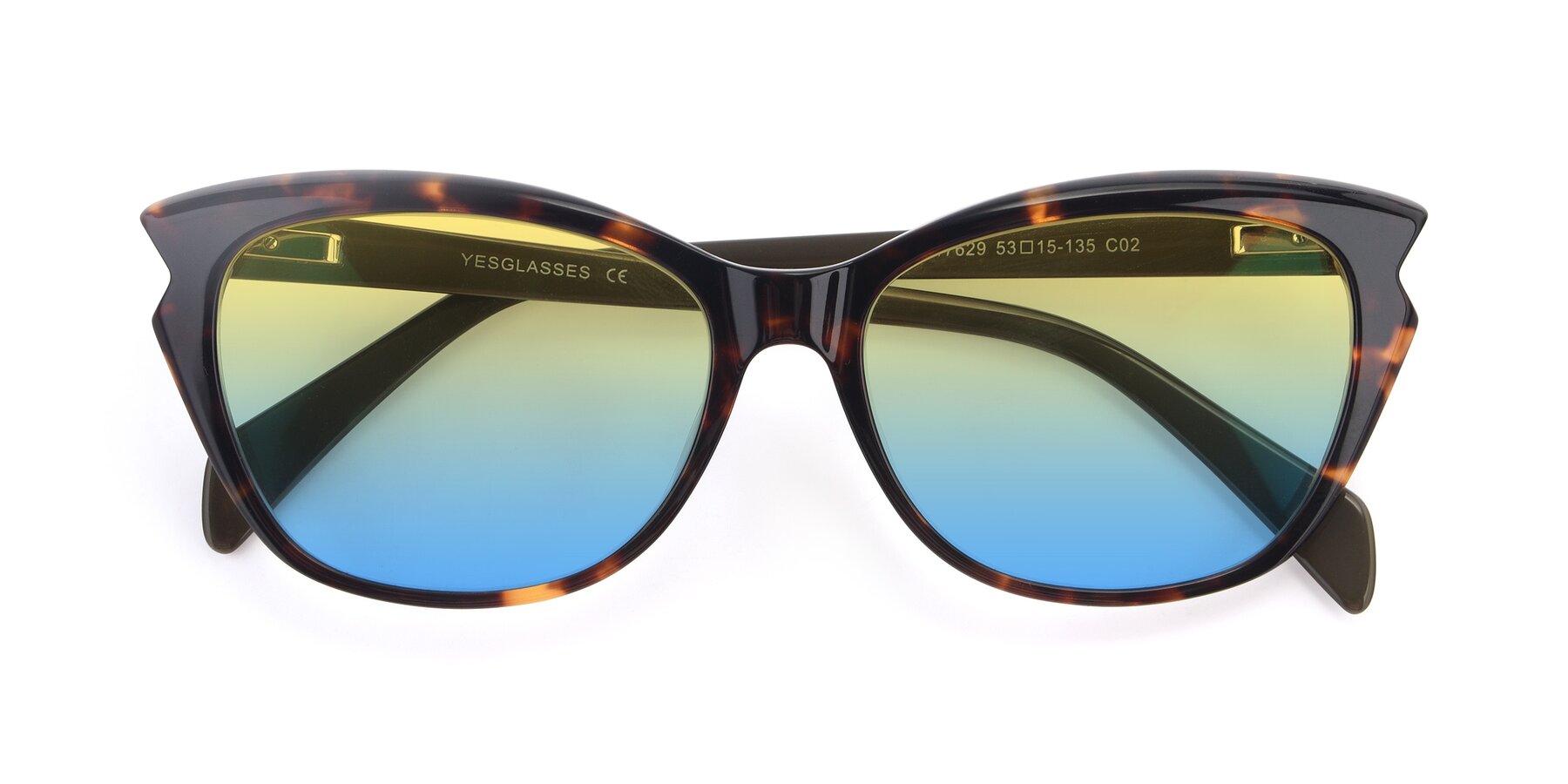 Folded Front of 17629 in Tortoise with Yellow / Blue Gradient Lenses