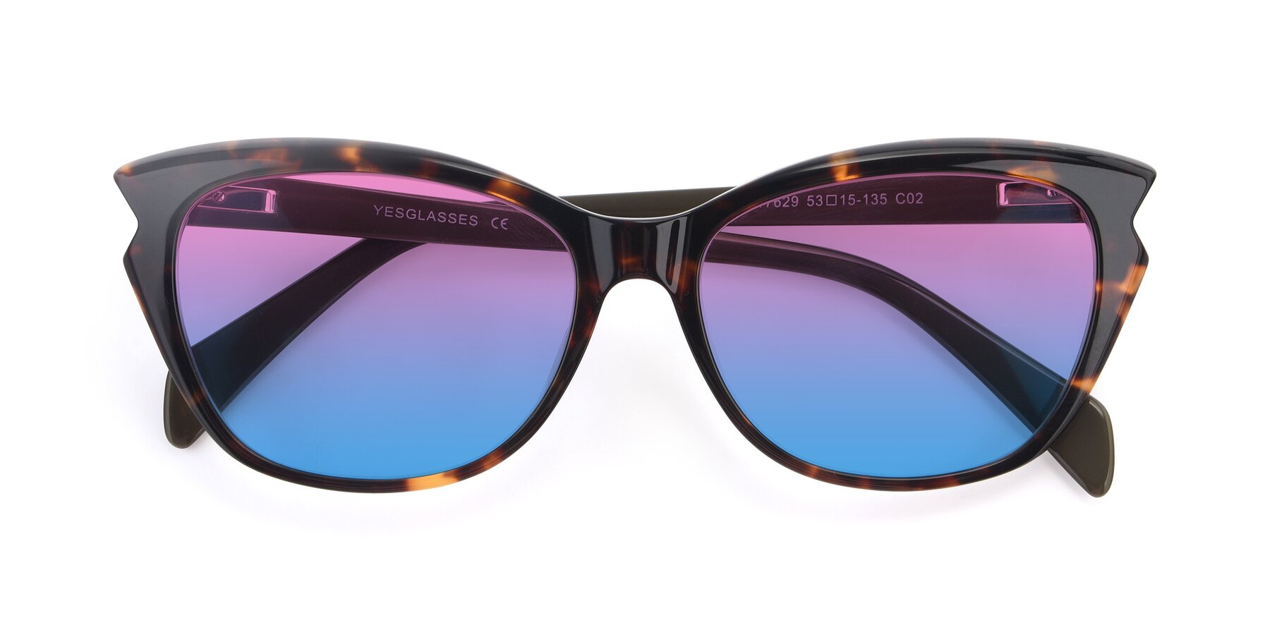Folded Front of 17629 in Tortoise with Pink / Blue Gradient Lenses