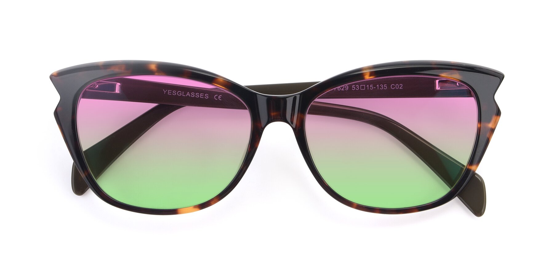Folded Front of 17629 in Tortoise with Pink / Green Gradient Lenses