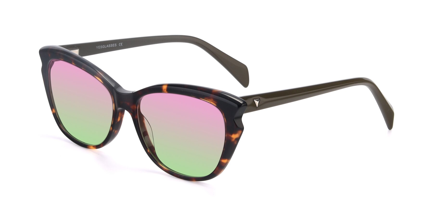 Angle of 17629 in Tortoise with Pink / Green Gradient Lenses