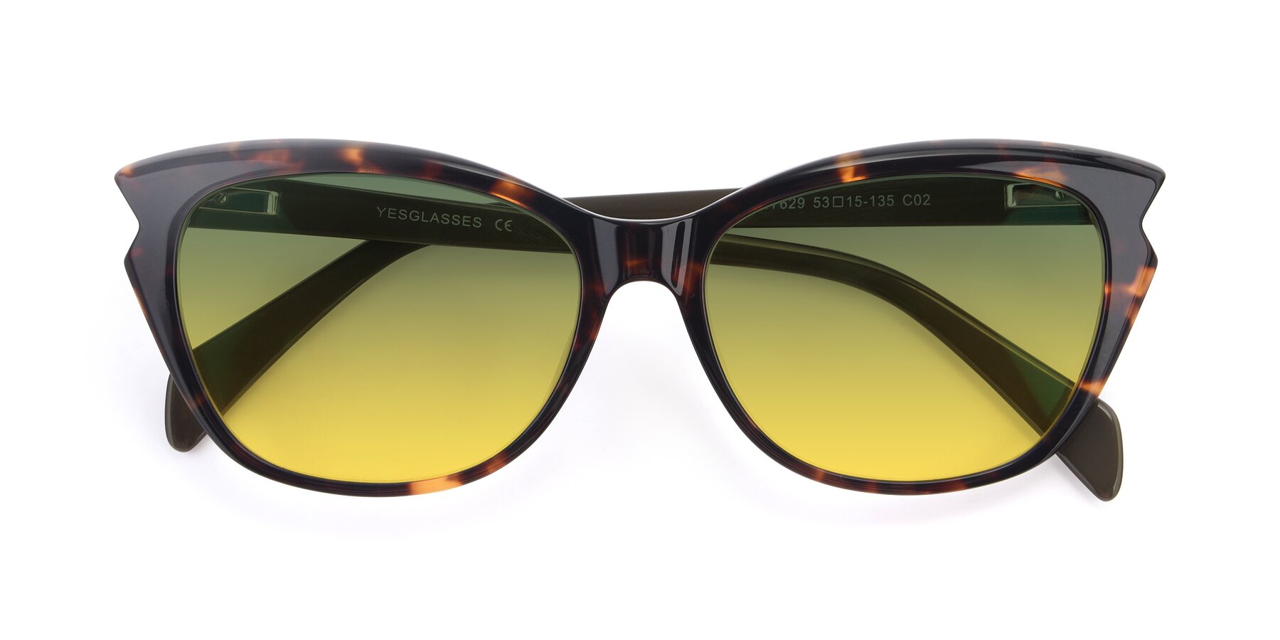 Folded Front of 17629 in Tortoise with Green / Yellow Gradient Lenses