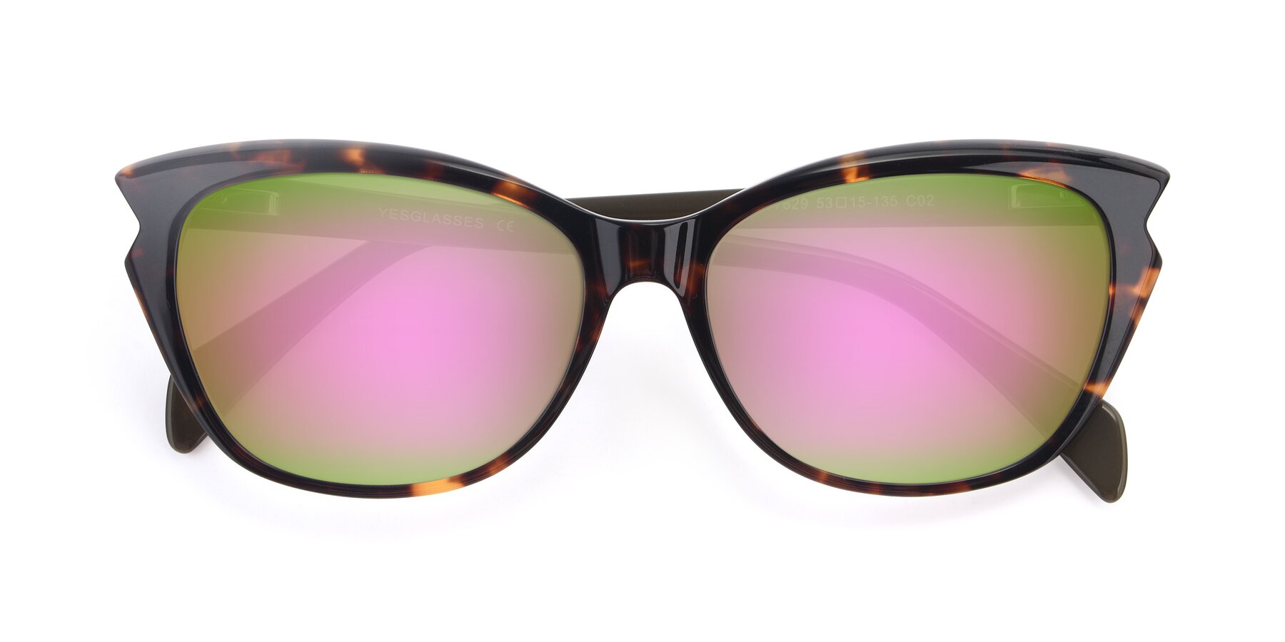 Folded Front of 17629 in Tortoise with Pink Mirrored Lenses