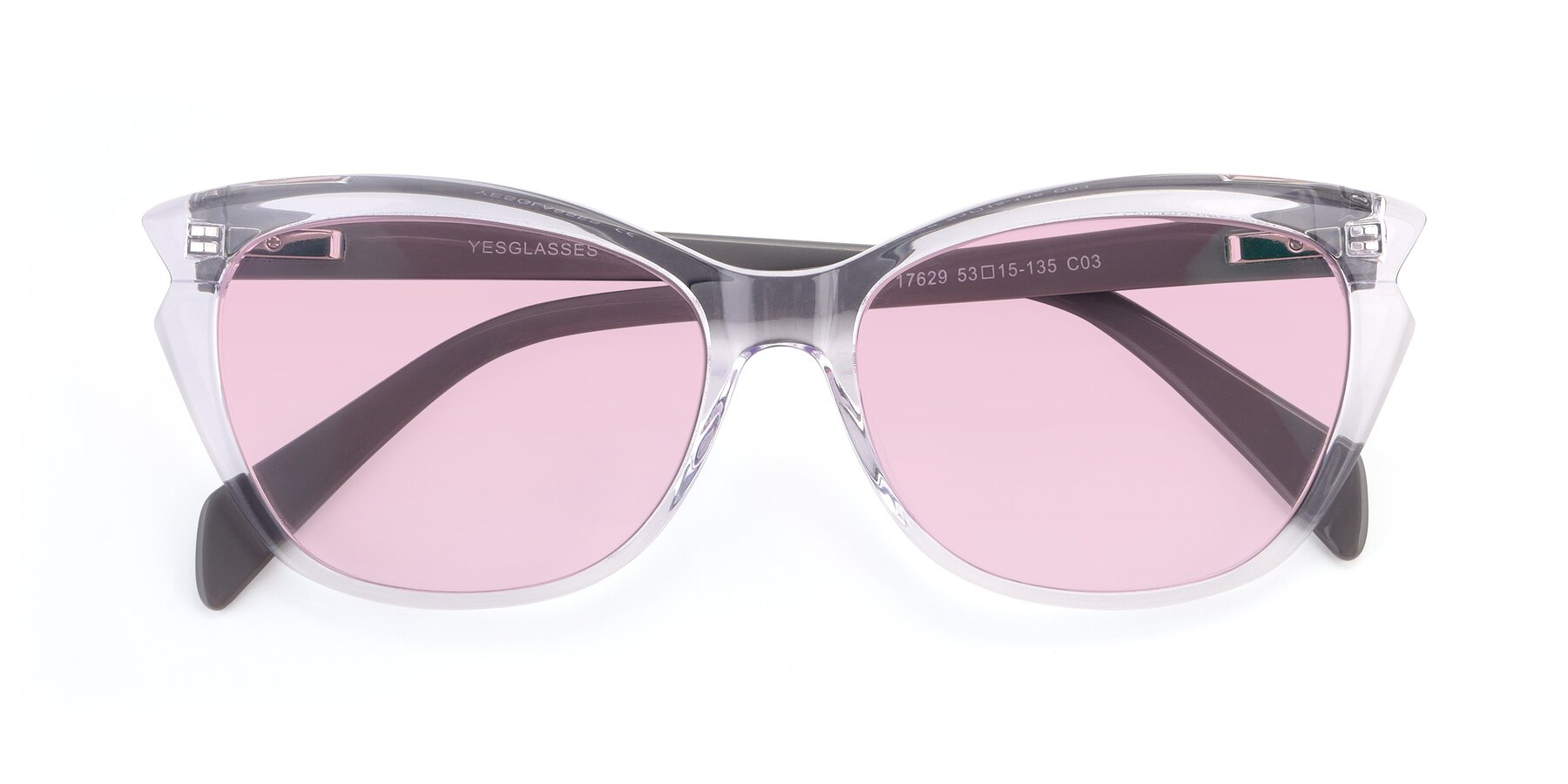Folded Front of 17629 in Clear with Light Pink Tinted Lenses
