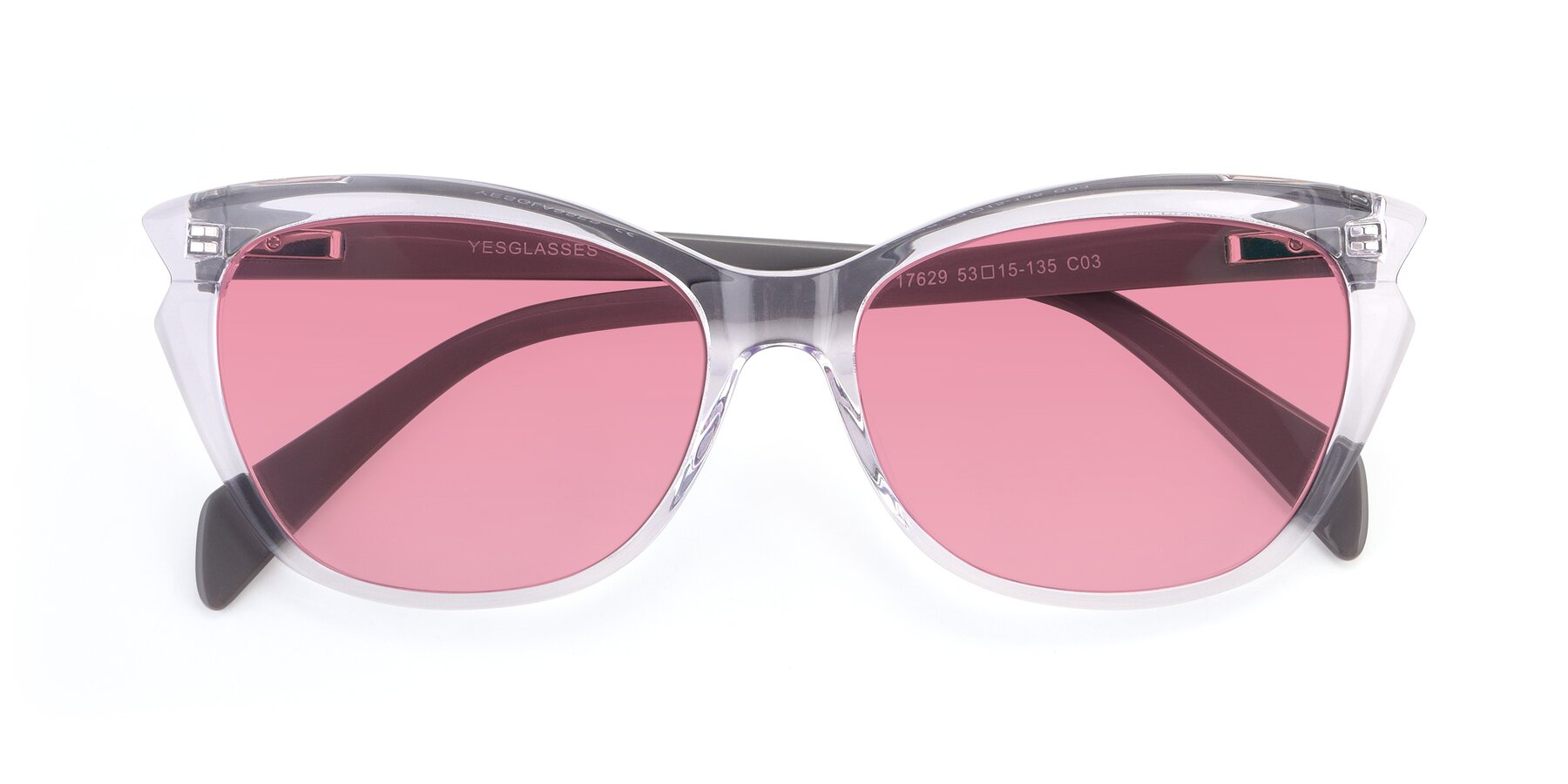 Folded Front of 17629 in Clear with Pink Tinted Lenses