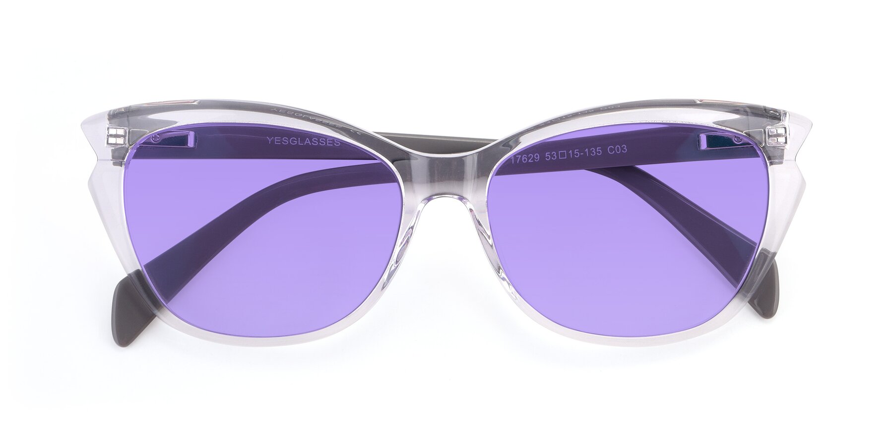Folded Front of 17629 in Clear with Medium Purple Tinted Lenses