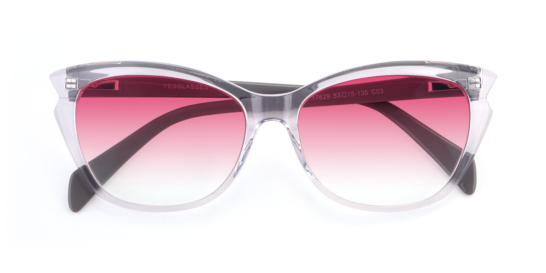 Folded Front of 17629 in Clear with Pink Gradient Lenses
