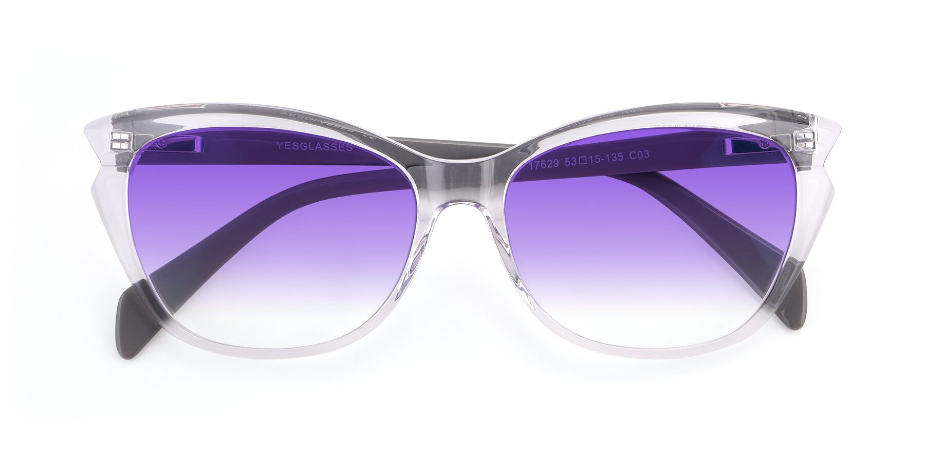 Folded Front of 17629 in Clear with Purple Gradient Lenses