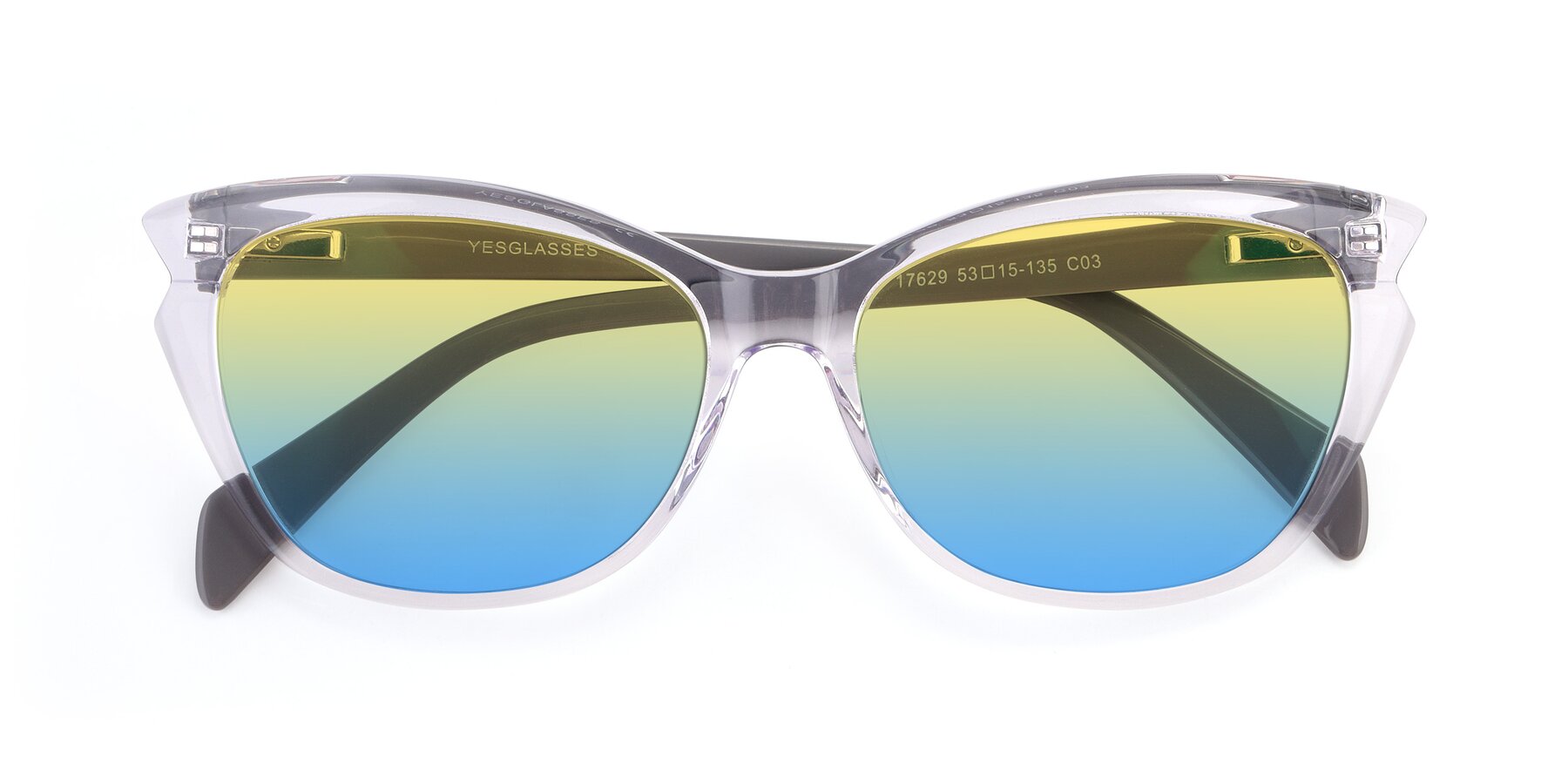 Folded Front of 17629 in Clear with Yellow / Blue Gradient Lenses