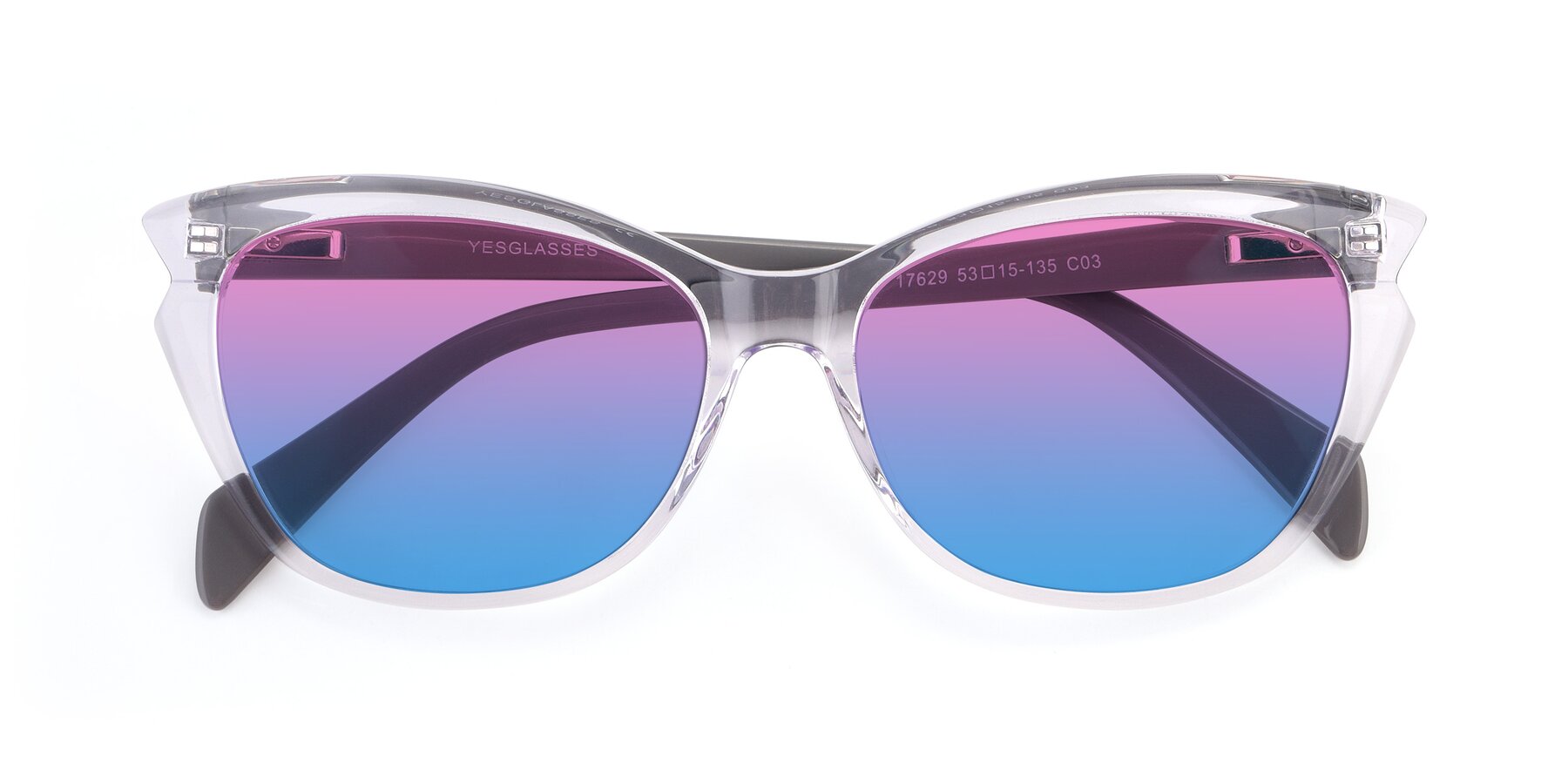 Folded Front of 17629 in Clear with Pink / Blue Gradient Lenses