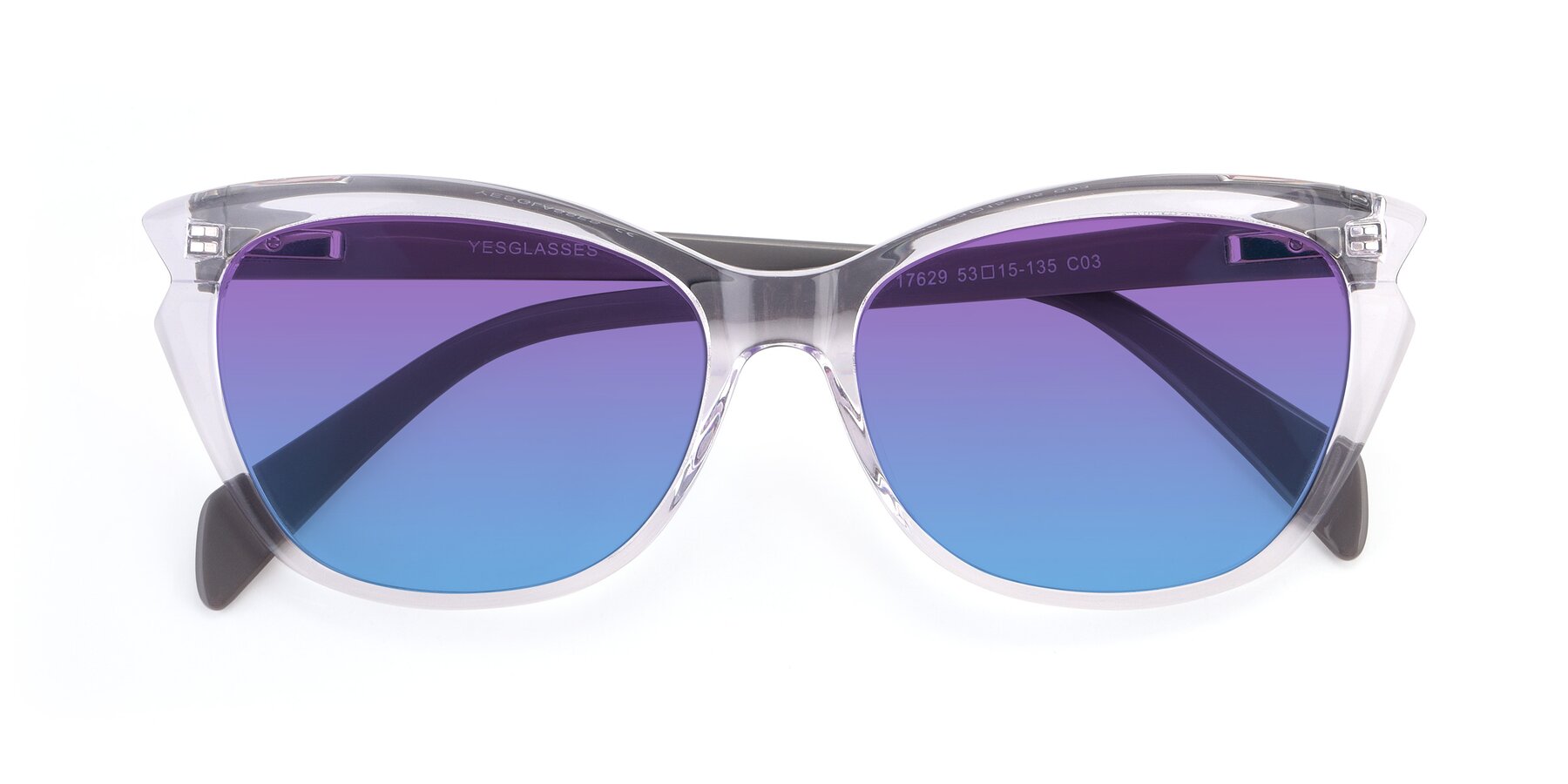 Folded Front of 17629 in Clear with Purple / Blue Gradient Lenses