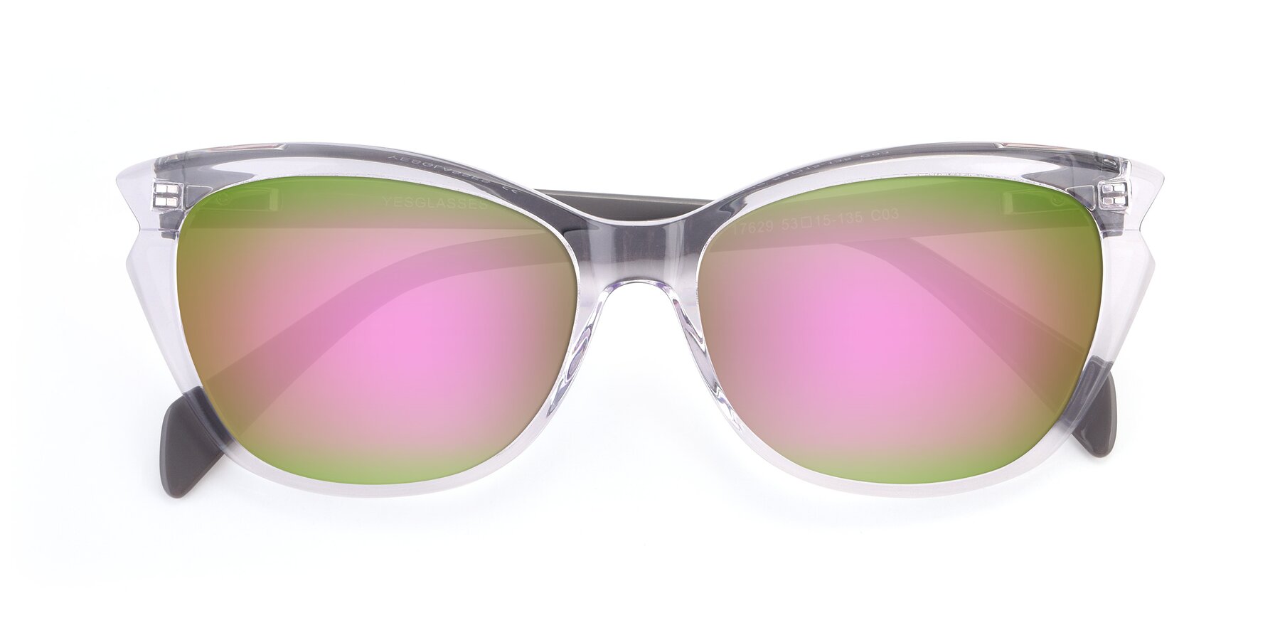 Folded Front of 17629 in Clear with Pink Mirrored Lenses