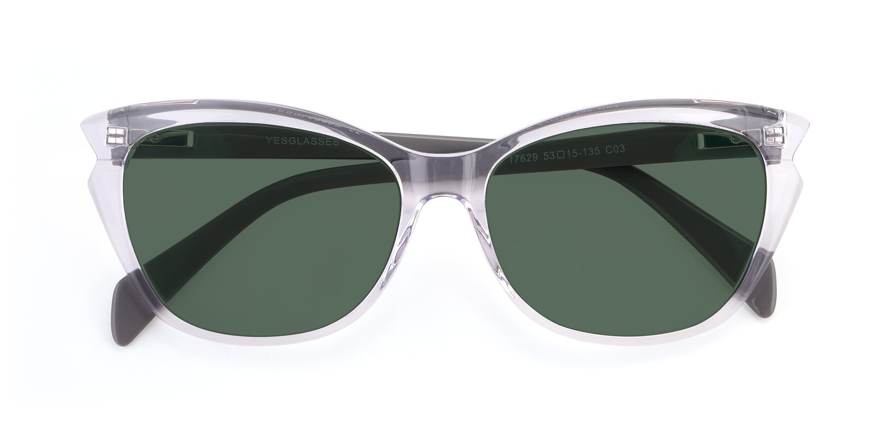 Folded Front of 17629 in Clear with Green Polarized Lenses